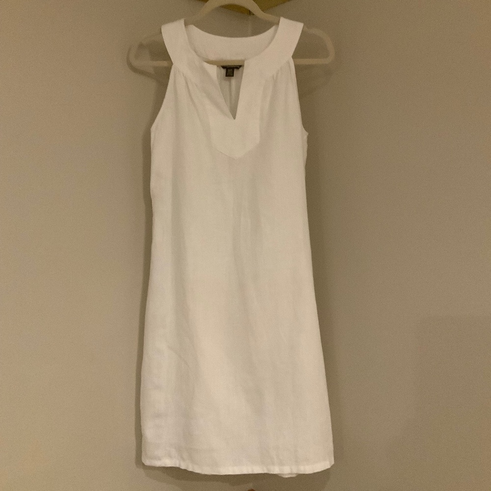 Tommy Bahama White S Linen Sheath Dress Coastal Cottagecore Minimalist Classic